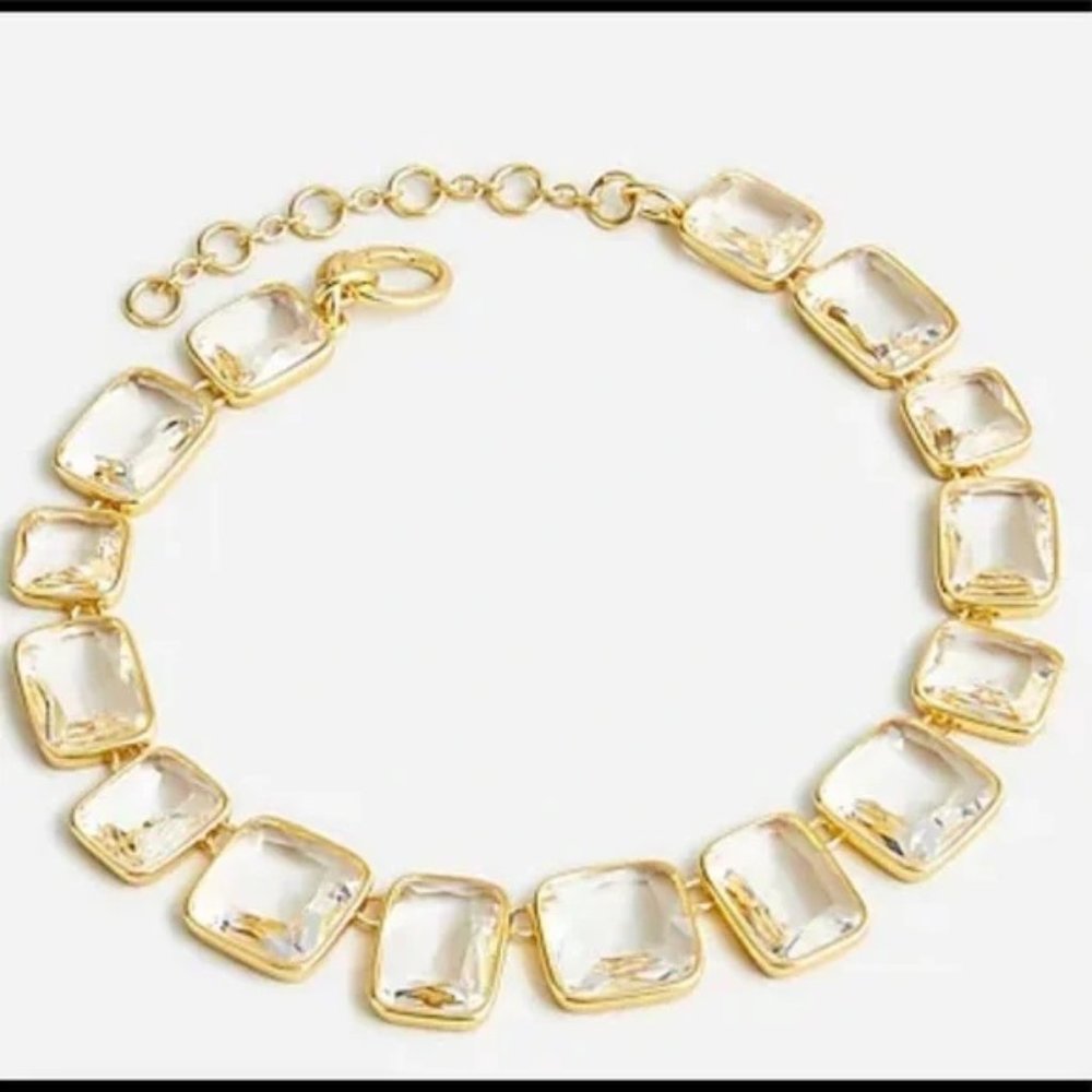 J Crew irregular rectangle faceted crystal necklace